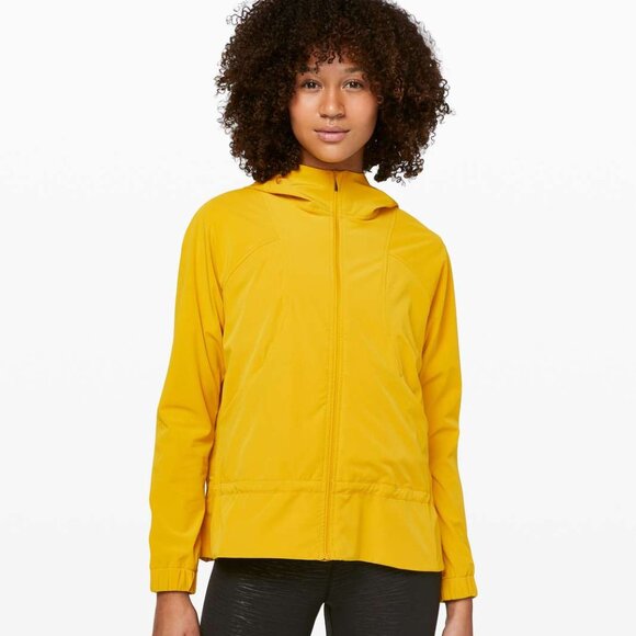 Lululemon Women's Honeycomb Yellow Pack It Up Full-Zip Windbreaker Jacket Size 6 - Picture 1 of 9